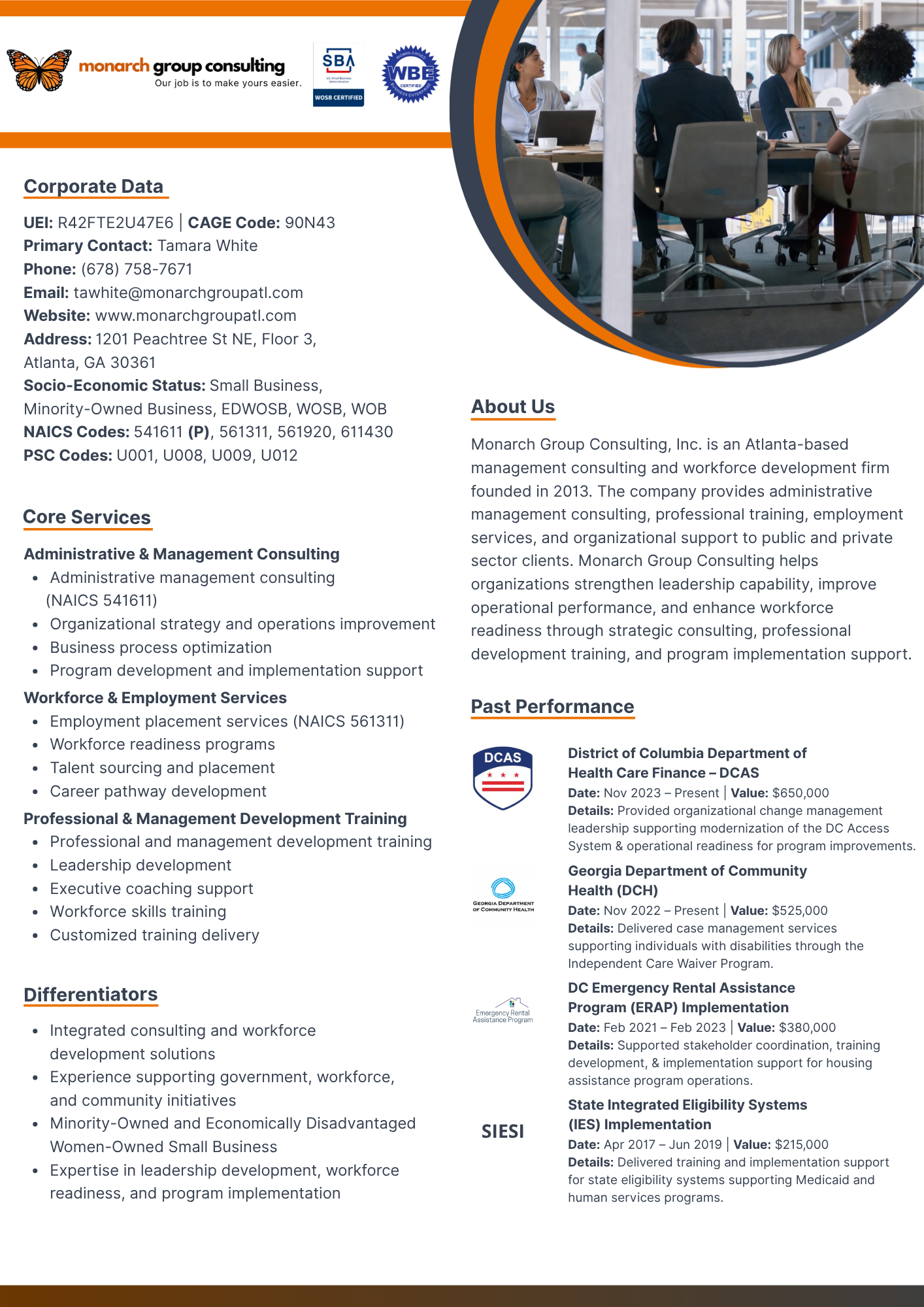 Monarch capability statement document