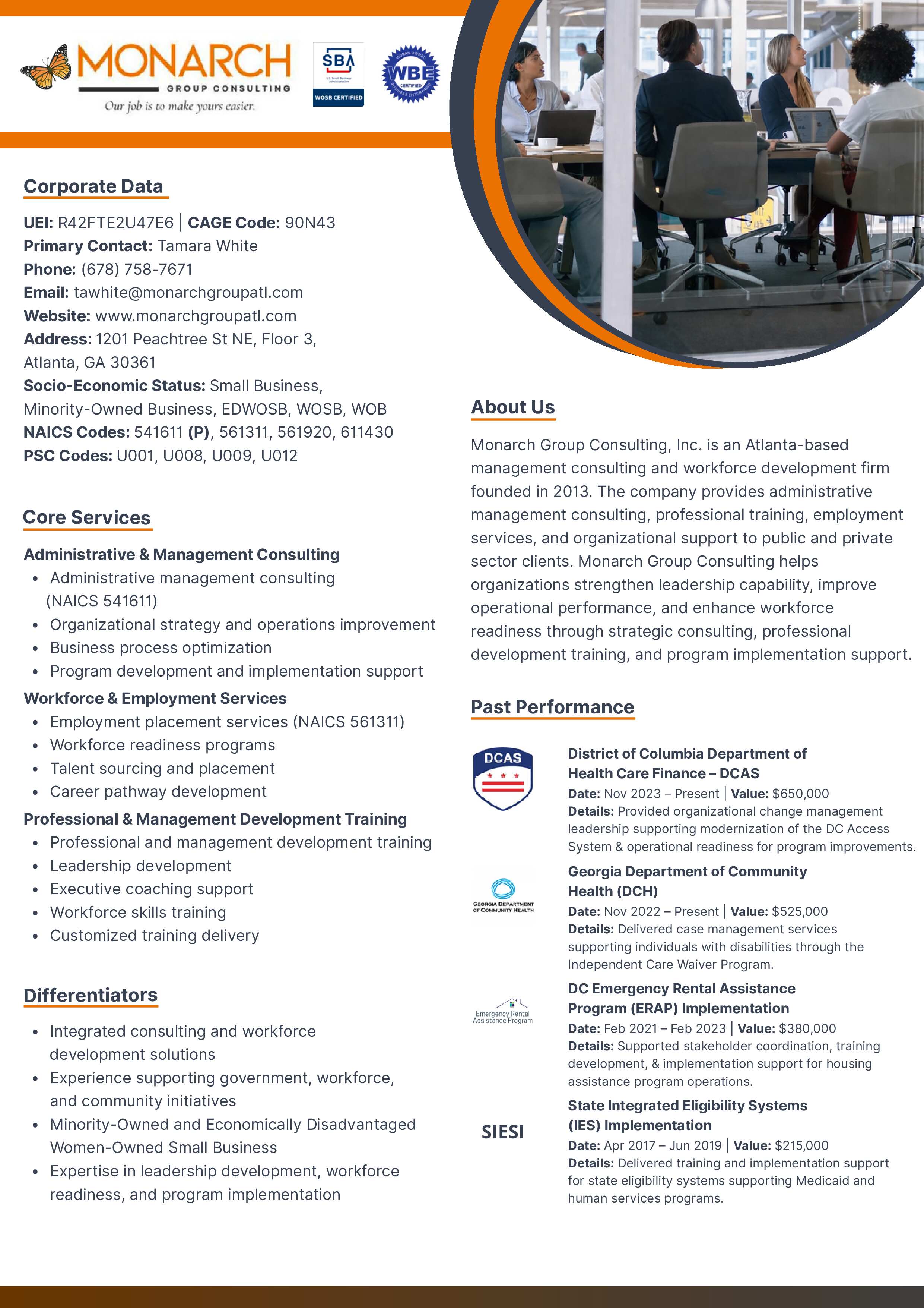 Monarch capability statement document